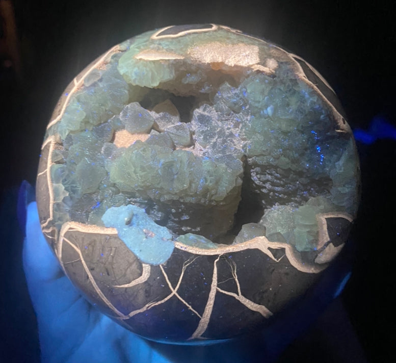 2.8lb Septarian Sphere w/Calcite