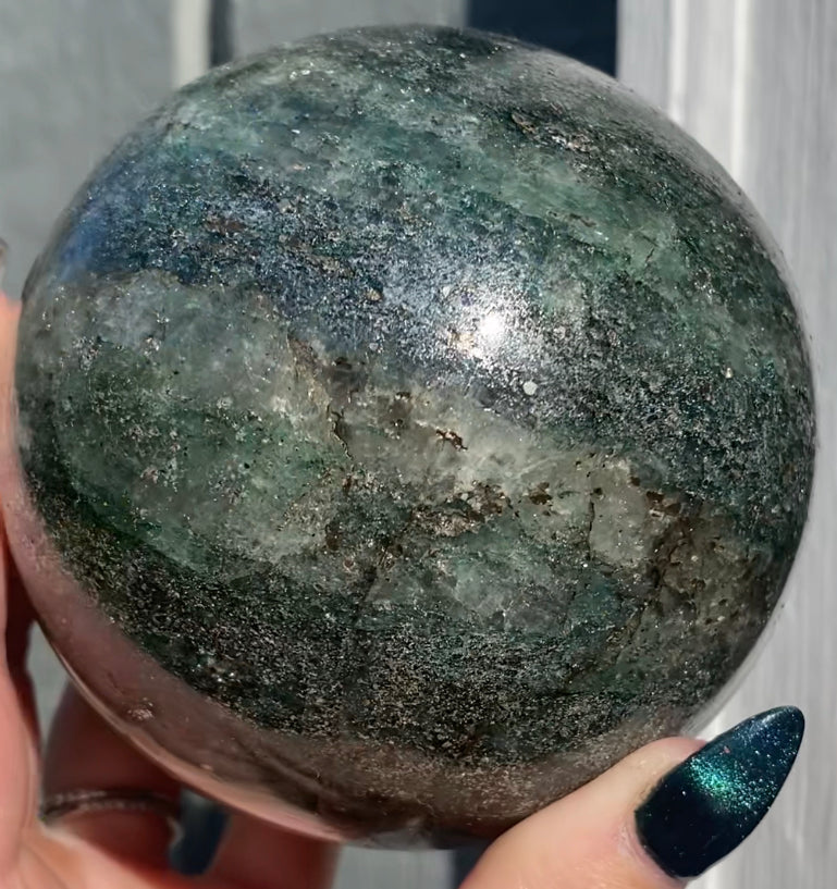 1.9lb Fuchsite Sphere w/Pyrite