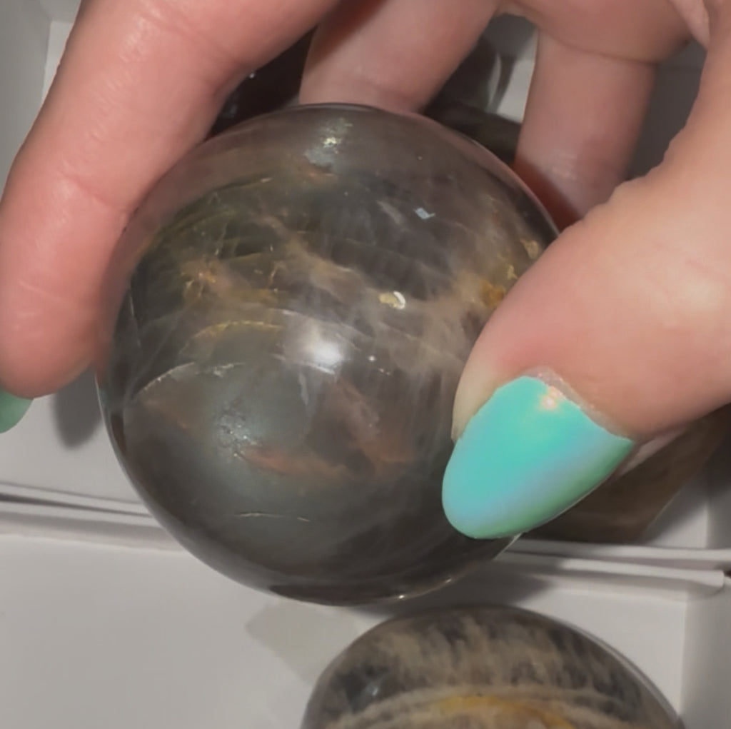 Black Moonstone Flashy Lot (Mushroom, Heart, Sphere)