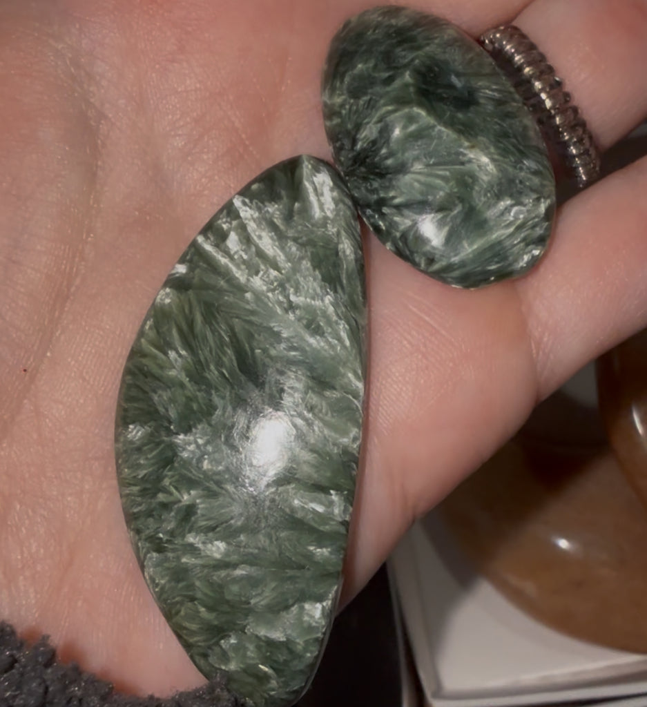 Rare Russian Seraphinite Cabs (2pcs)
