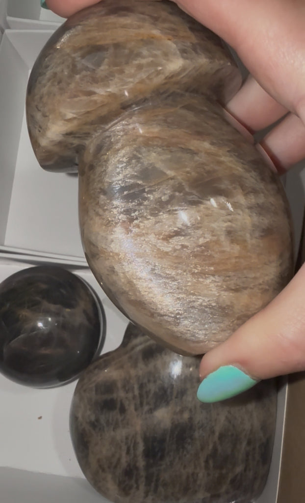 Black Moonstone Flashy Lot (Mushroom, Heart, Sphere)