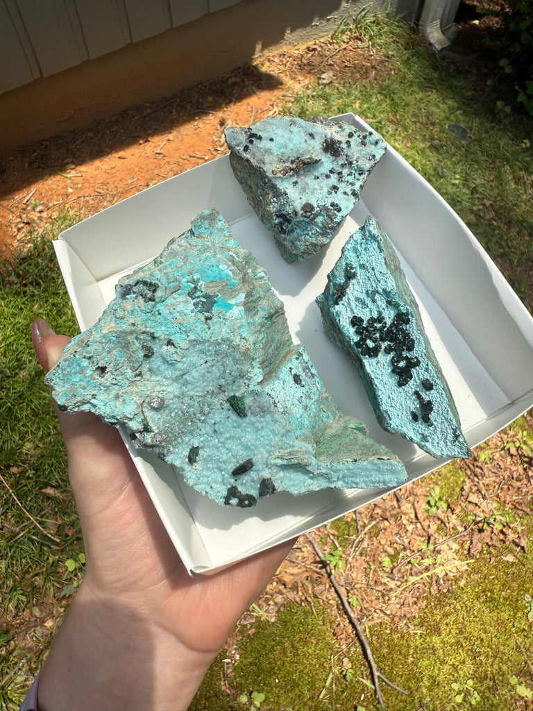 Druzy Chrysocolla with Malachite Crystals 3pc