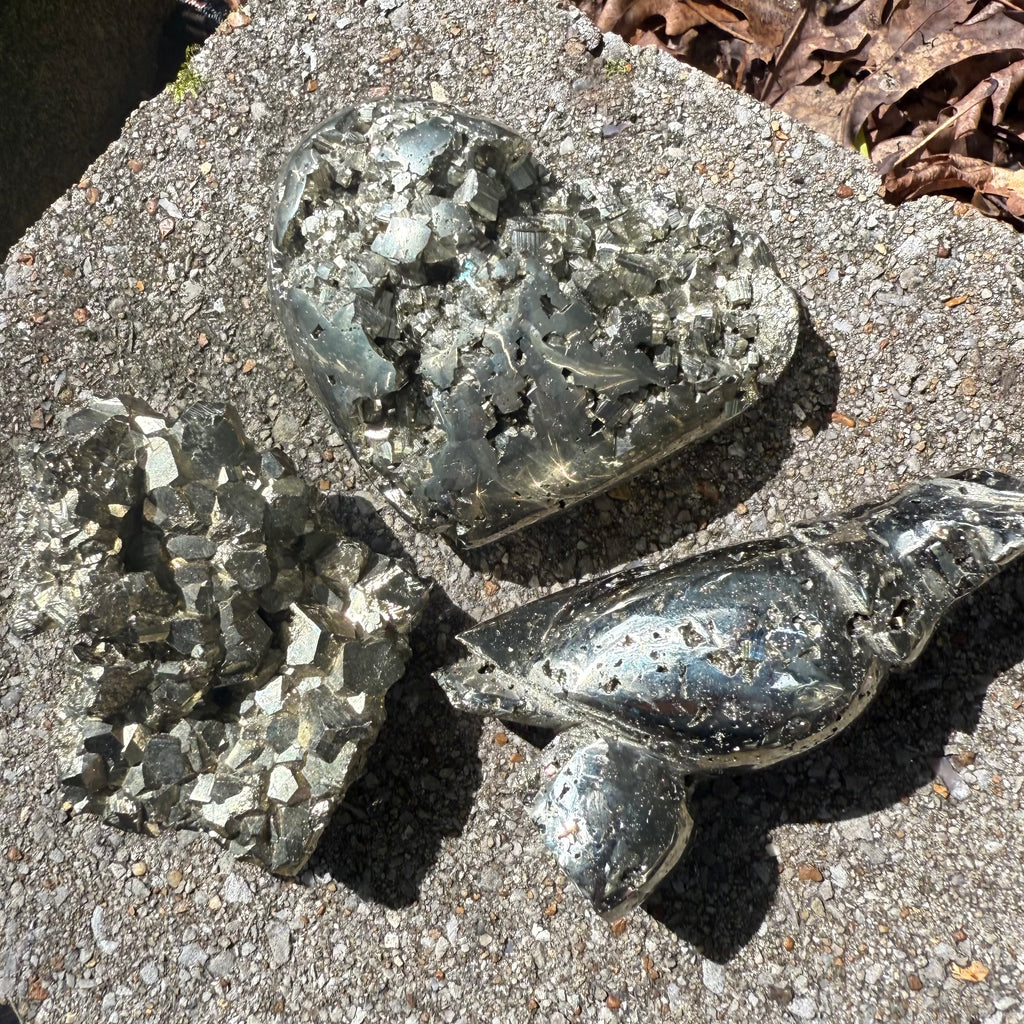 Pyrite Lot 1 (bird, heart, cluster)