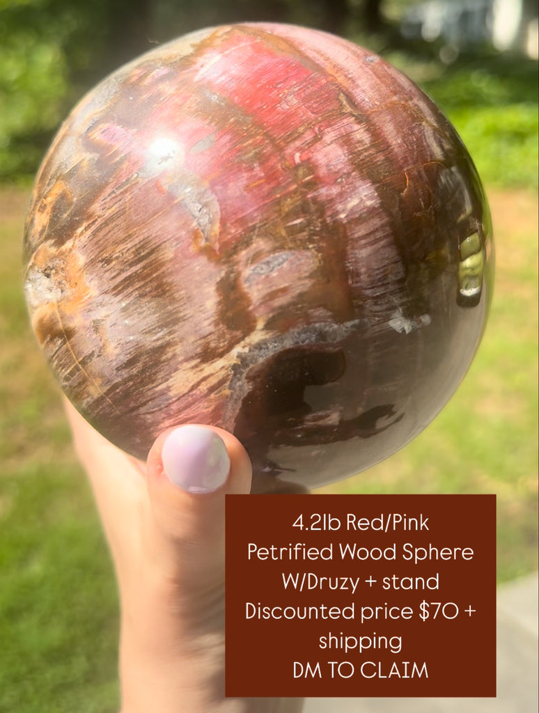 Custom druzy petrified wood sphere invoice