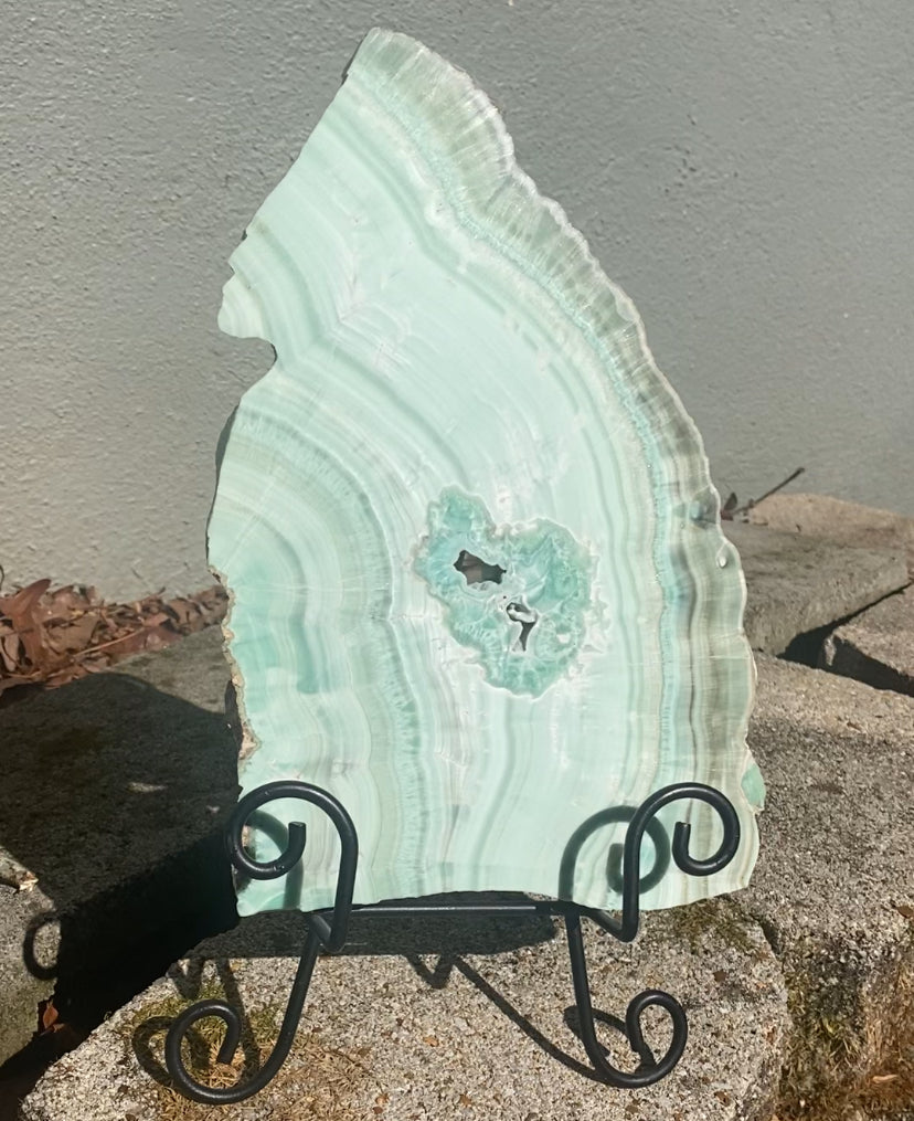 Green Aragonite Slab from Spain w/display stand