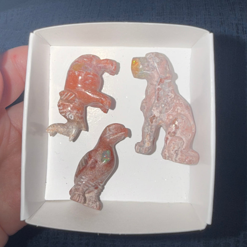 Fire Opal Animals Lot 1 (Elephant, Dog, Eagle)