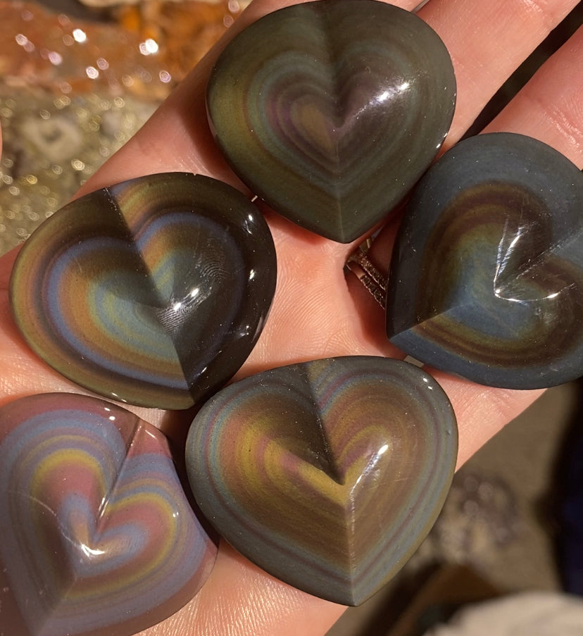 Rare Rainbow Obsidian Hearts