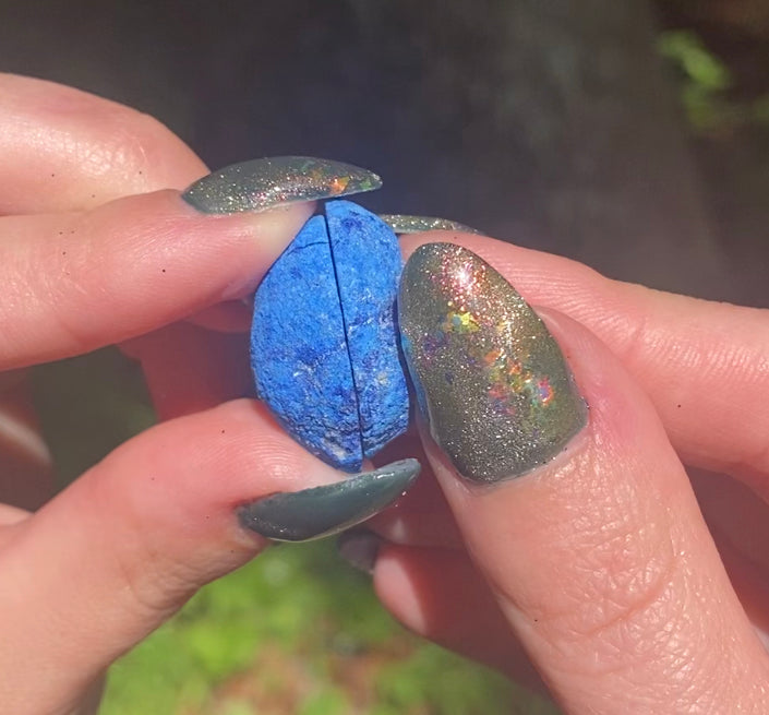 Pair of Extremely Rare Azurite Geodes