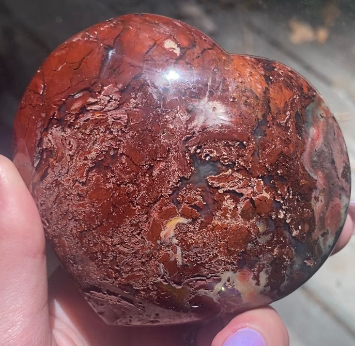 Deep Red Ocean Jasper Heart