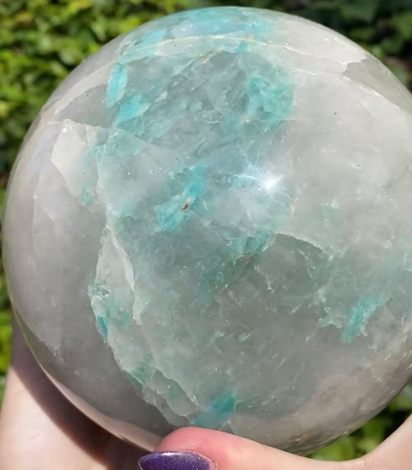 XL 9lb Amazonite in Quartz Sphere