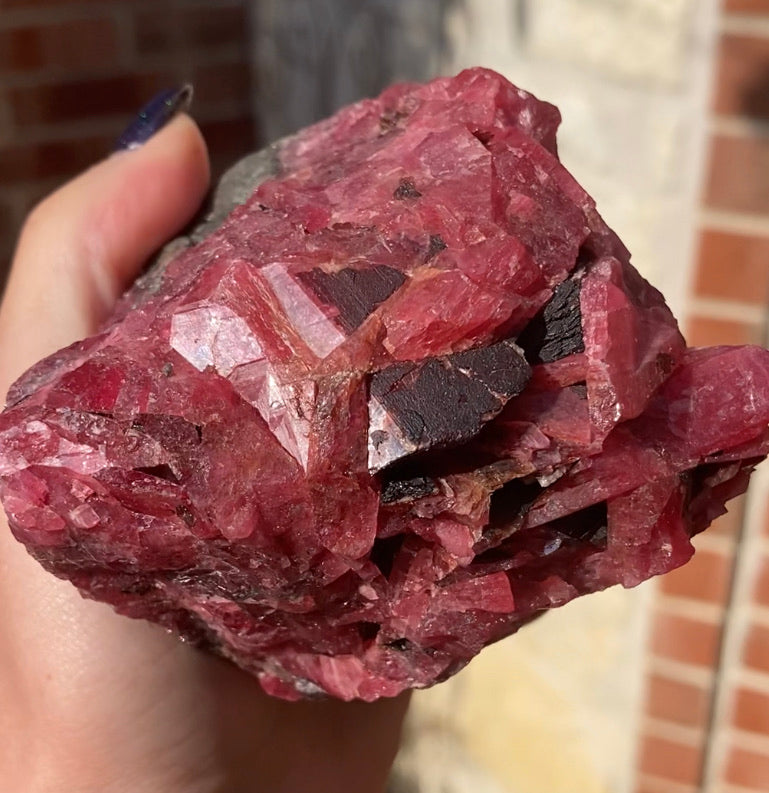 Extremely Rare Crystal Rhodonite Clusters (with Manganese inclusions)