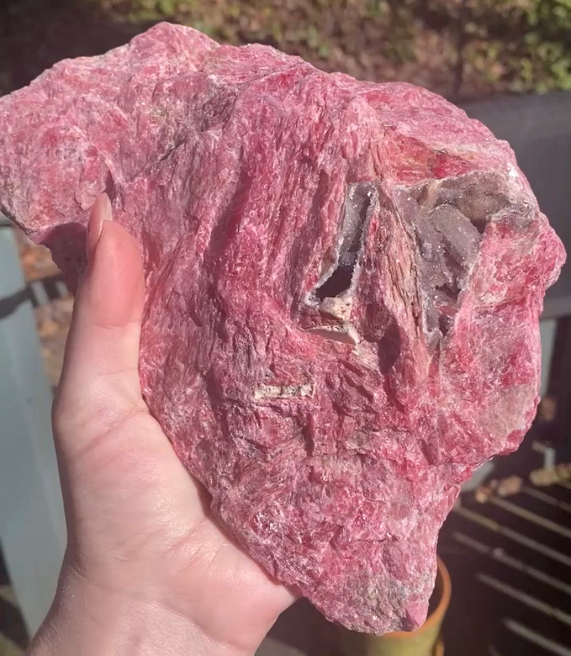 4.1lb Rare Druzy Crystal Rhodonite
