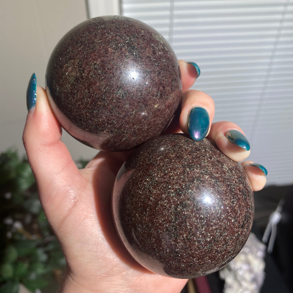 Garnet Spheres w/golden Mica