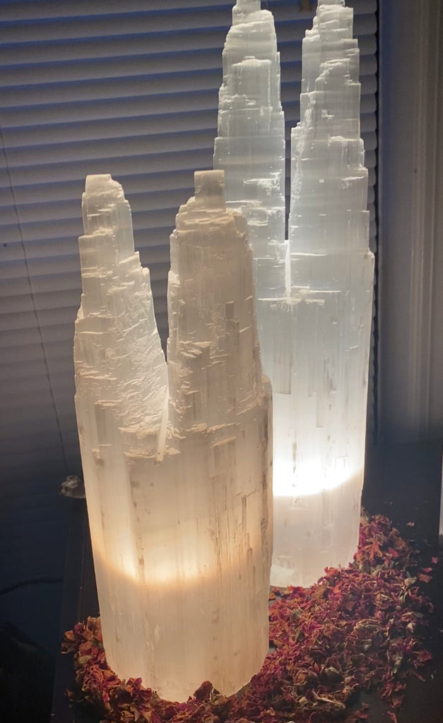XL Heavenly Twin Mountain Selenite Lamps