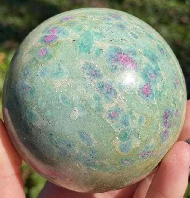 Fuchsite with Ruby Spheres