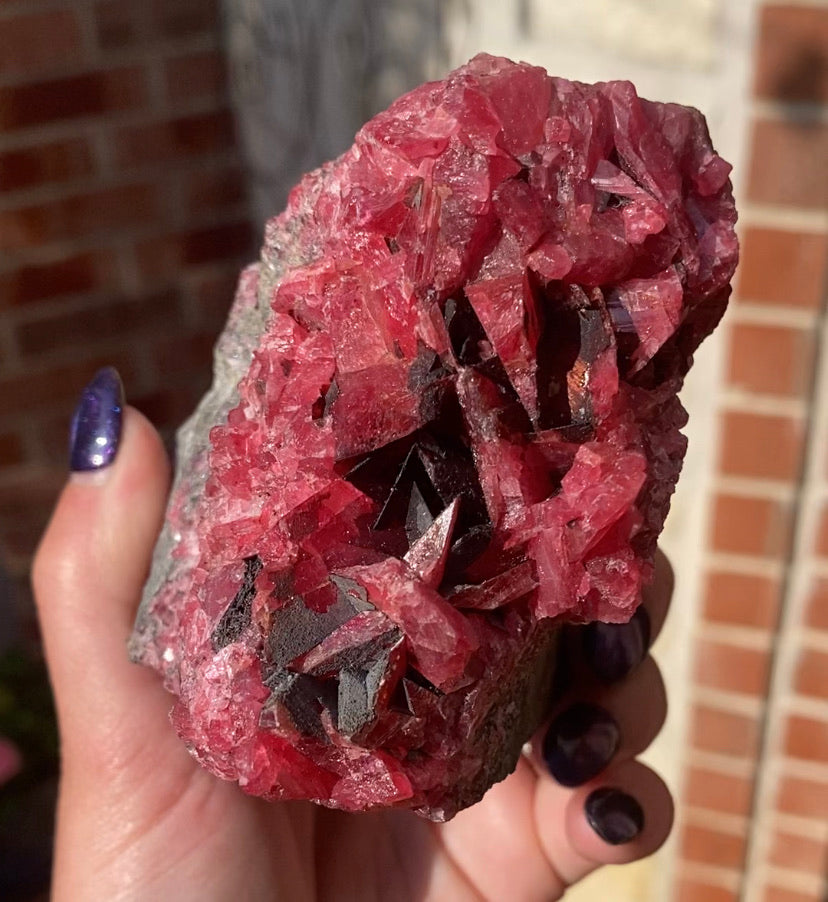 Extremely Rare Crystal Rhodonite Clusters (with Manganese inclusions)